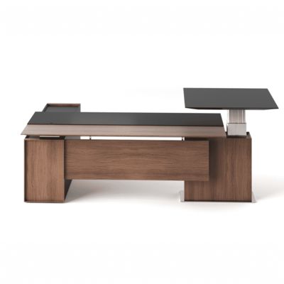 ซื้อ Executive Office Desk Electric Height Adjustable Standing Desk Modern Ergonomic Leather Manager Table Capri T online manufacture